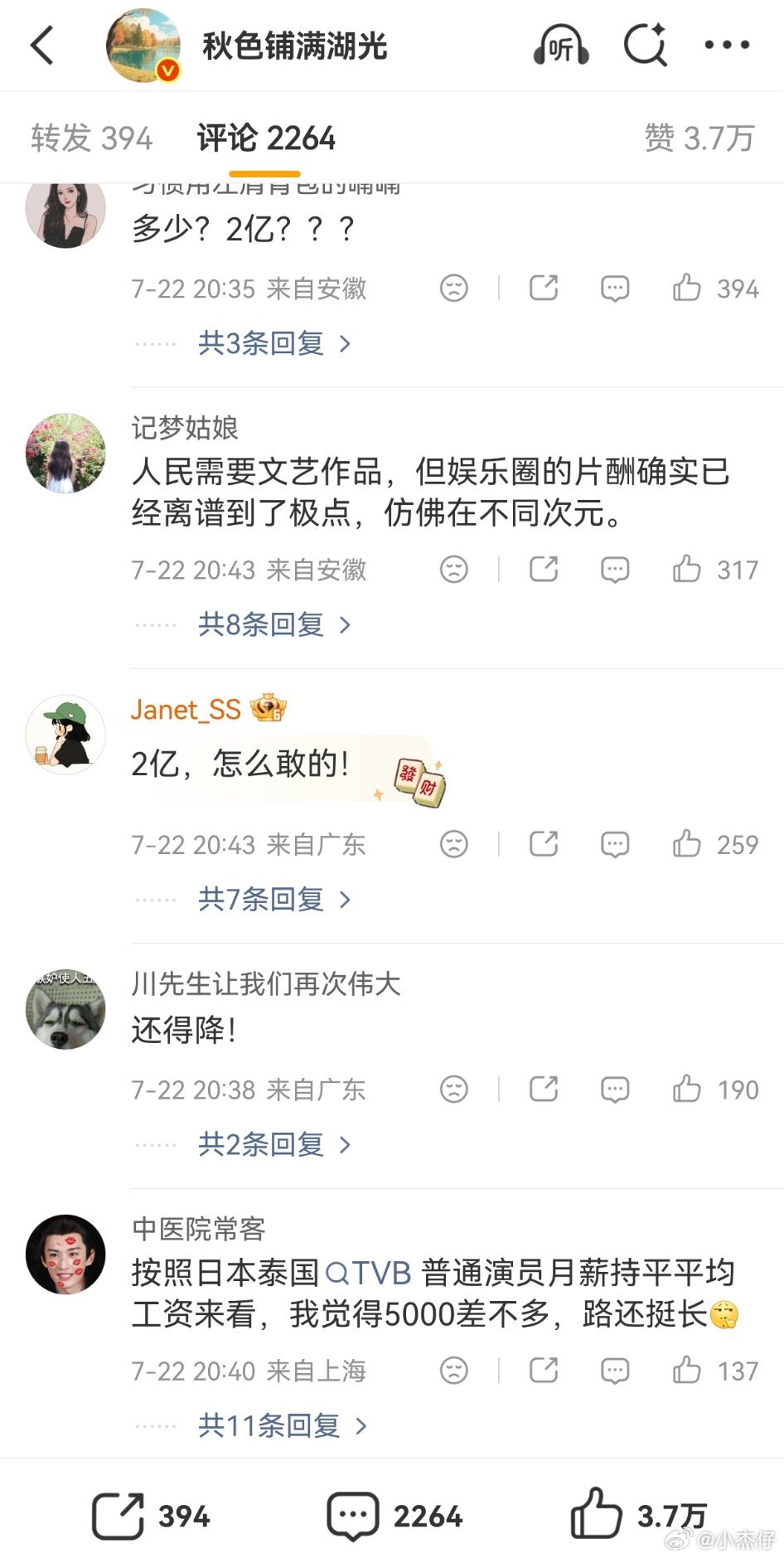 曝演员片酬从2亿降到最高2500万这是我做梦都不敢想的数字，超认知了…就冲这降薪