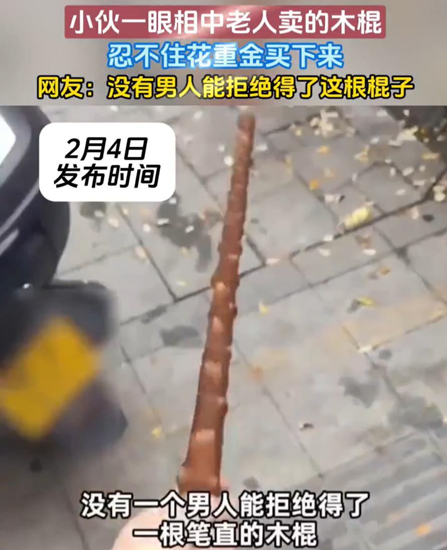 男人至死是少年！陕西，男子路上看到一位大妈在卖木棍，木棍就像是在路边捡来的，在别