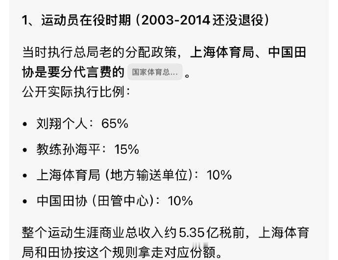 刘翔当年的广告分成比例是怎么划分的，可能并不是大众想象的那样对半，而是刘翔拿65