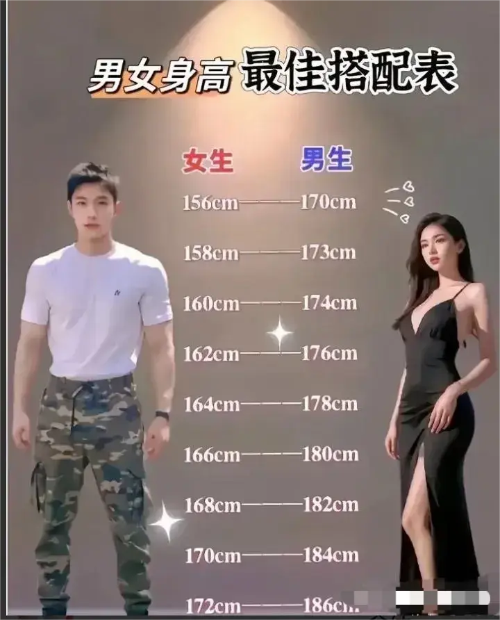 男女身高的最佳搭配表！