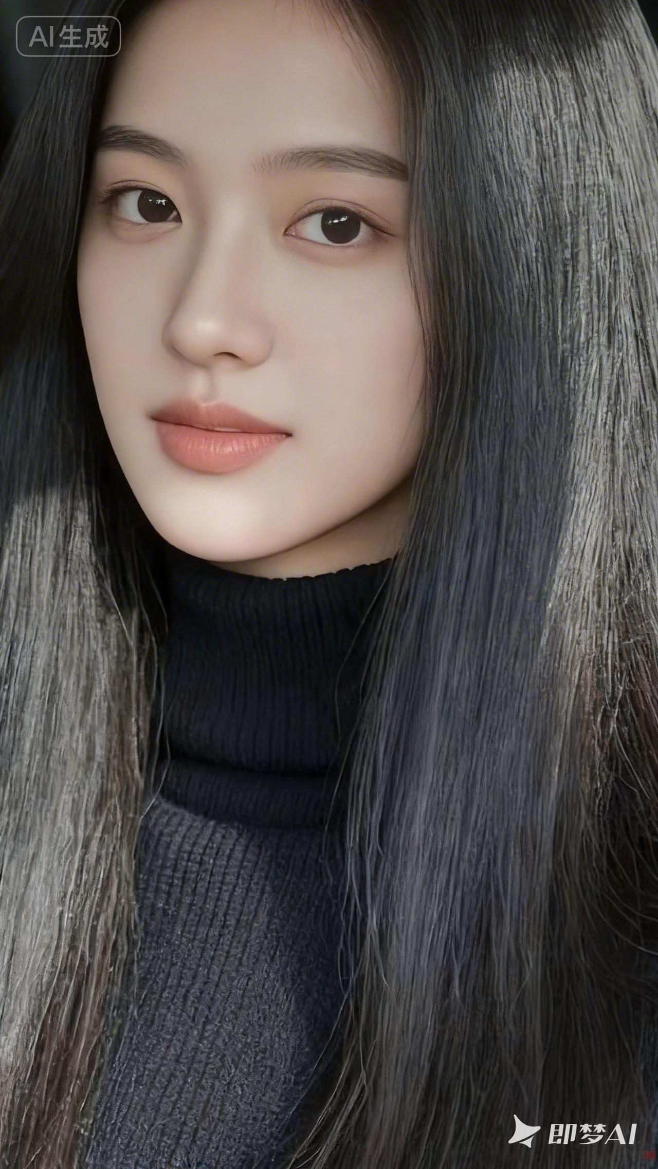 温柔黑发，甜美微笑，梦幻女孩