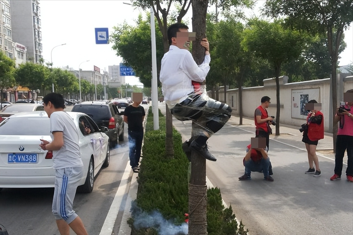 前天出的那条婚闹视频，大家看了吗？河南，一个新郎被绑在树上。旁边的人往他身上泼酱油，倒面粉，鸡蛋直接