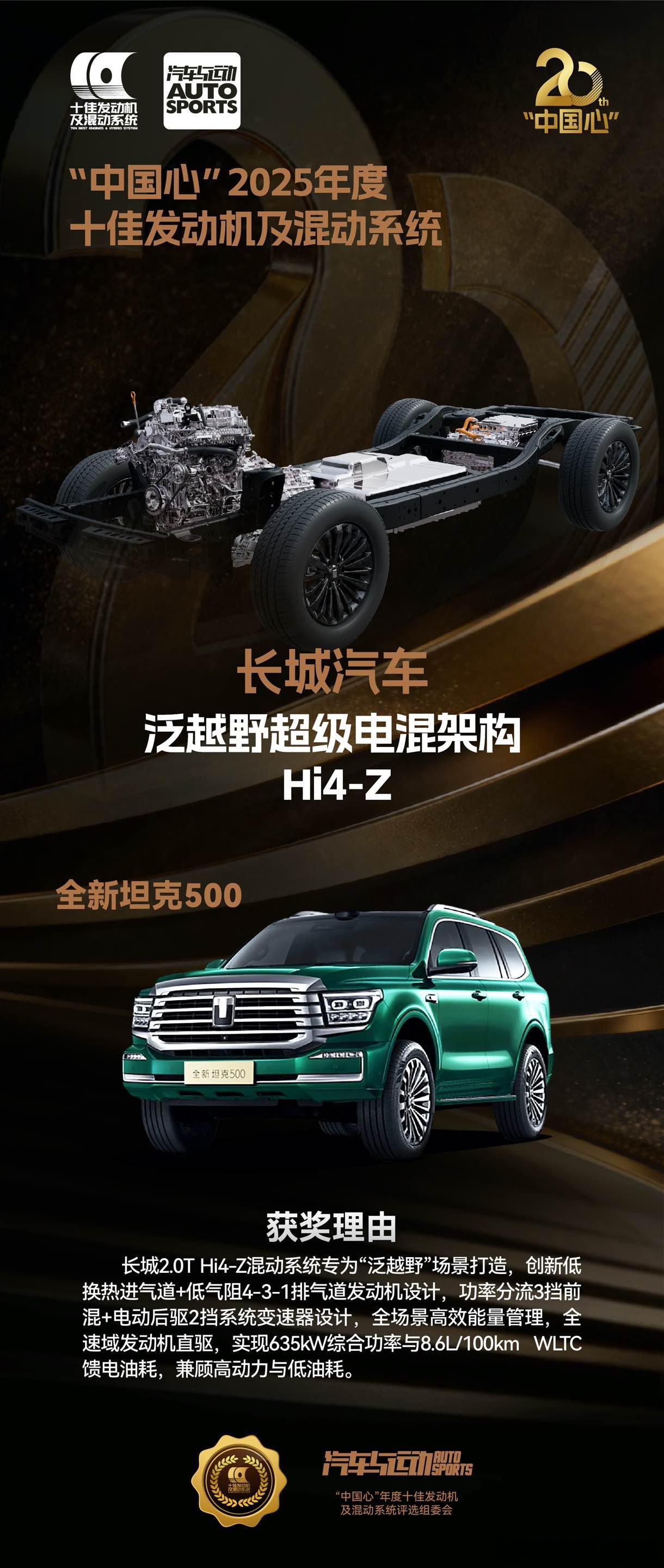 权威加冕，实力彰显！长城汽车Hi4-Z混动系统荣膺人民日报旗下“中国心”十佳发动