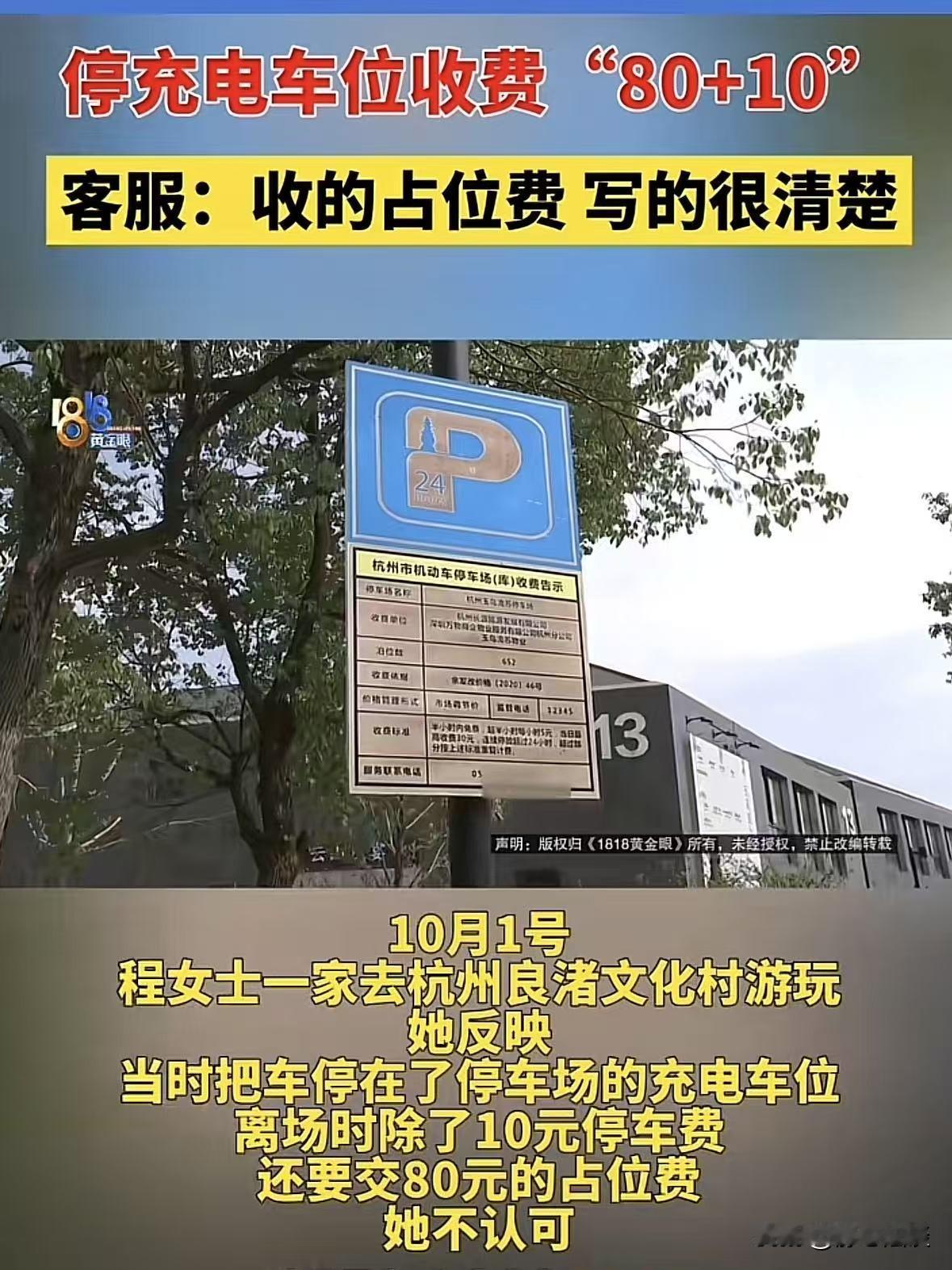 浙江杭州，一女子驾车出游时，将车辆停放在停车场充电专用车位，但是她并未充电，而是