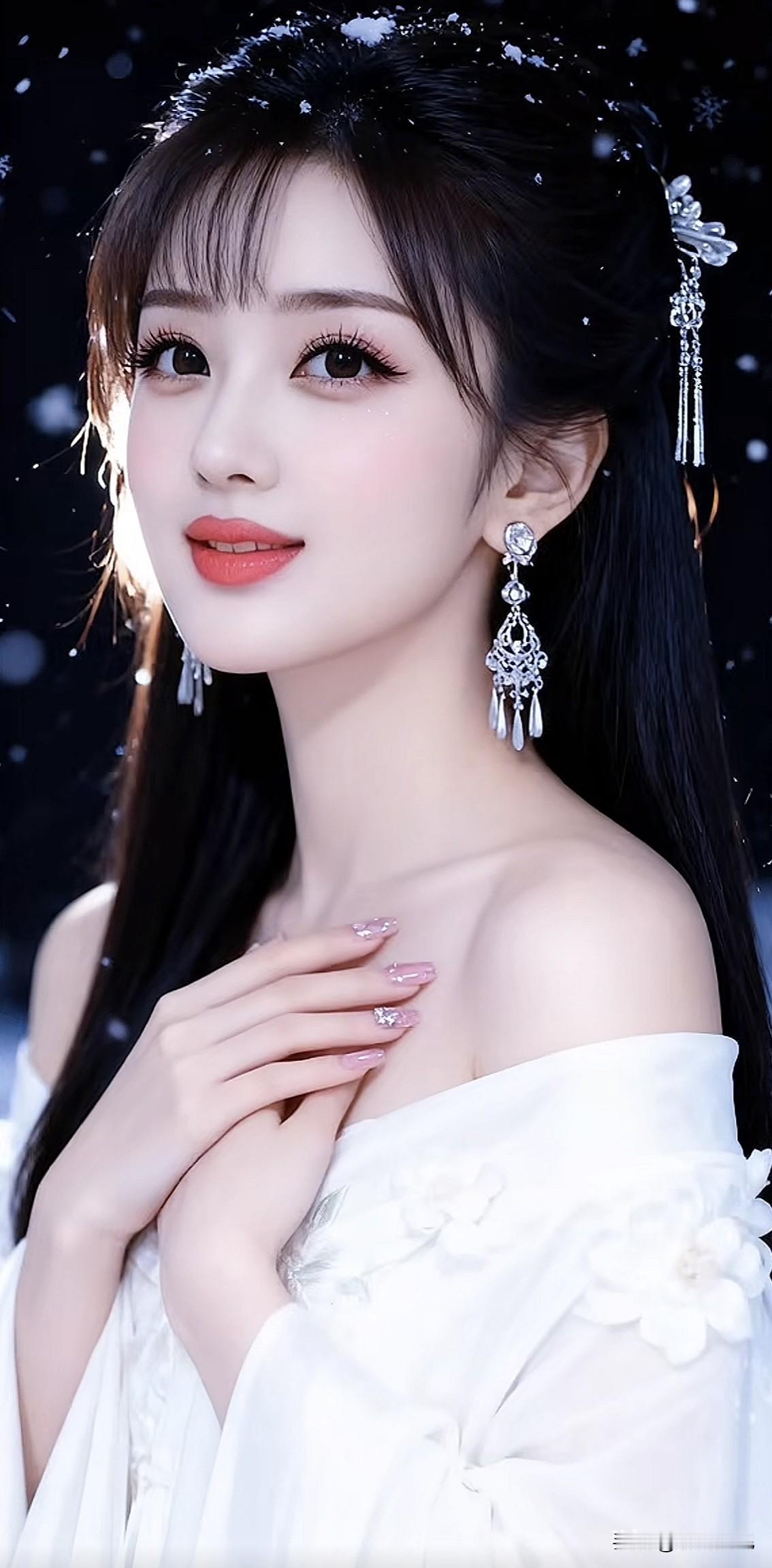 冬日仙境中的梦幻少女，雪中绽放的花朵🌸雪中少女照雪中仙女写真雪中红装少女