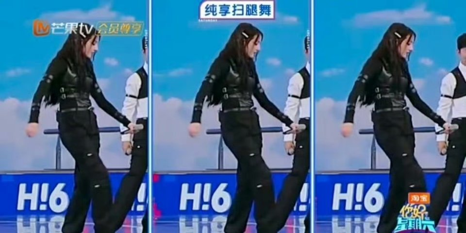 迪丽热巴跳了扫腿舞会跳舞的人到哪里都想跳一段，舞蹈功底好的人骨子里满满都是舞蹈细