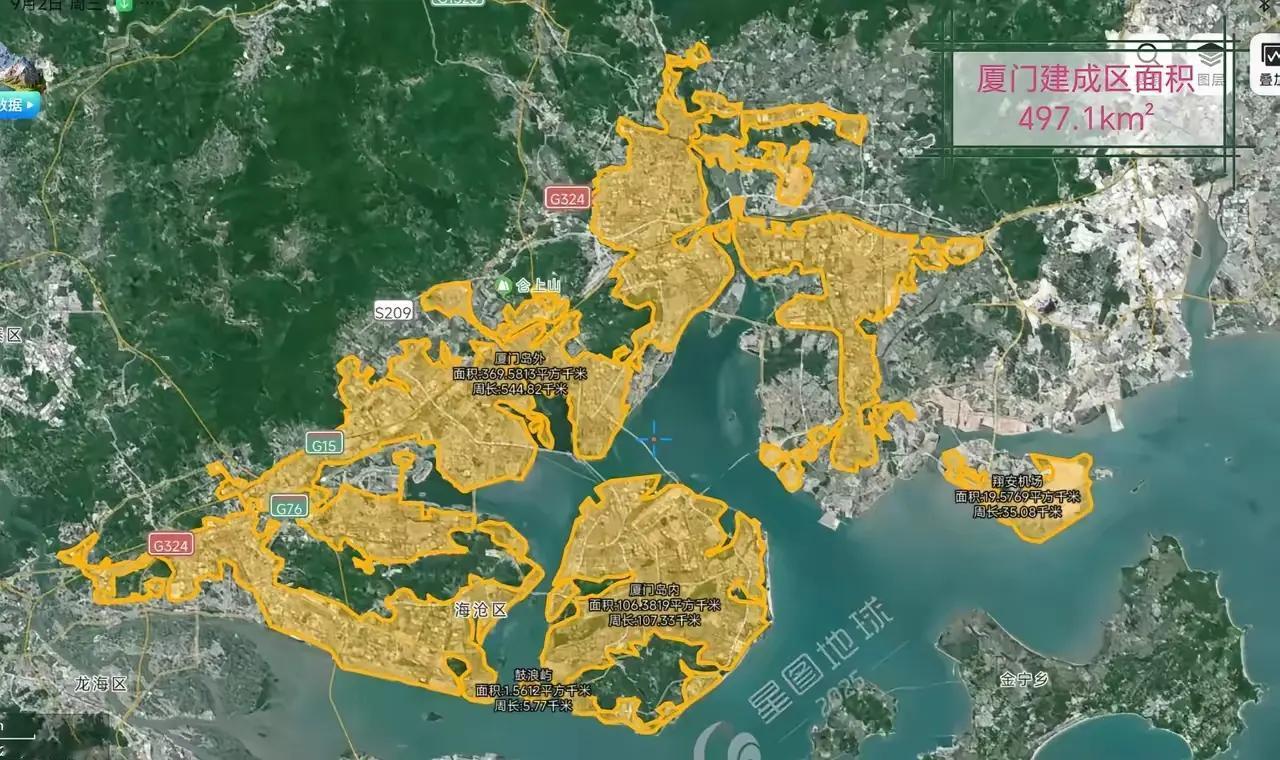 厦门不应该是福建第一大城市吗？厦门建成区面积497.1km²，应该是福建省第一大