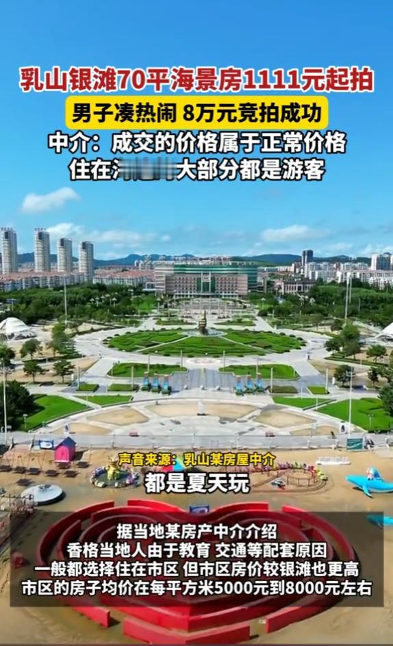 🌞天上掉馅儿饼？一女子老公花8万元在网上拍得一套70平米的海景房，房子位于