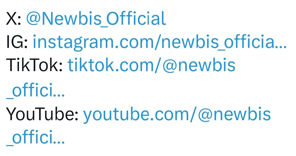【投稿】RBCAmusement新男子组合NEWBIS官方社交媒体平台账号开通