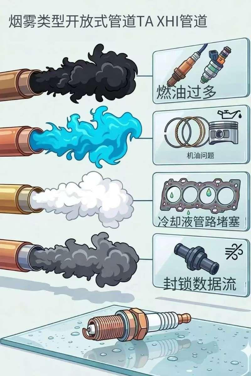 汽车排气管冒烟颜色，能帮你判断发动机内部故障！下面给你详细拆解每一种情况：