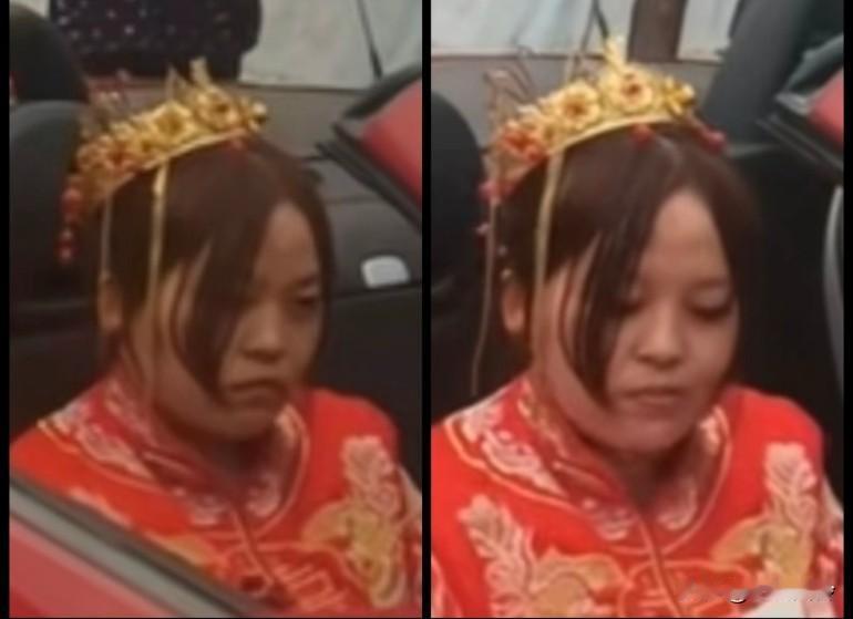 下车礼10万元钱交手上，新娘才肯下车，嘴角差点压不住，没给钱之前脸一拉着新娘子