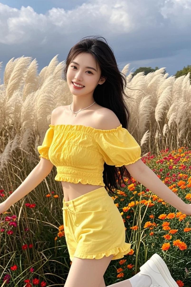 【森系精灵】头戴花环，赤足踏过湿润的土地，她是芦苇海孕育的森林之子。
