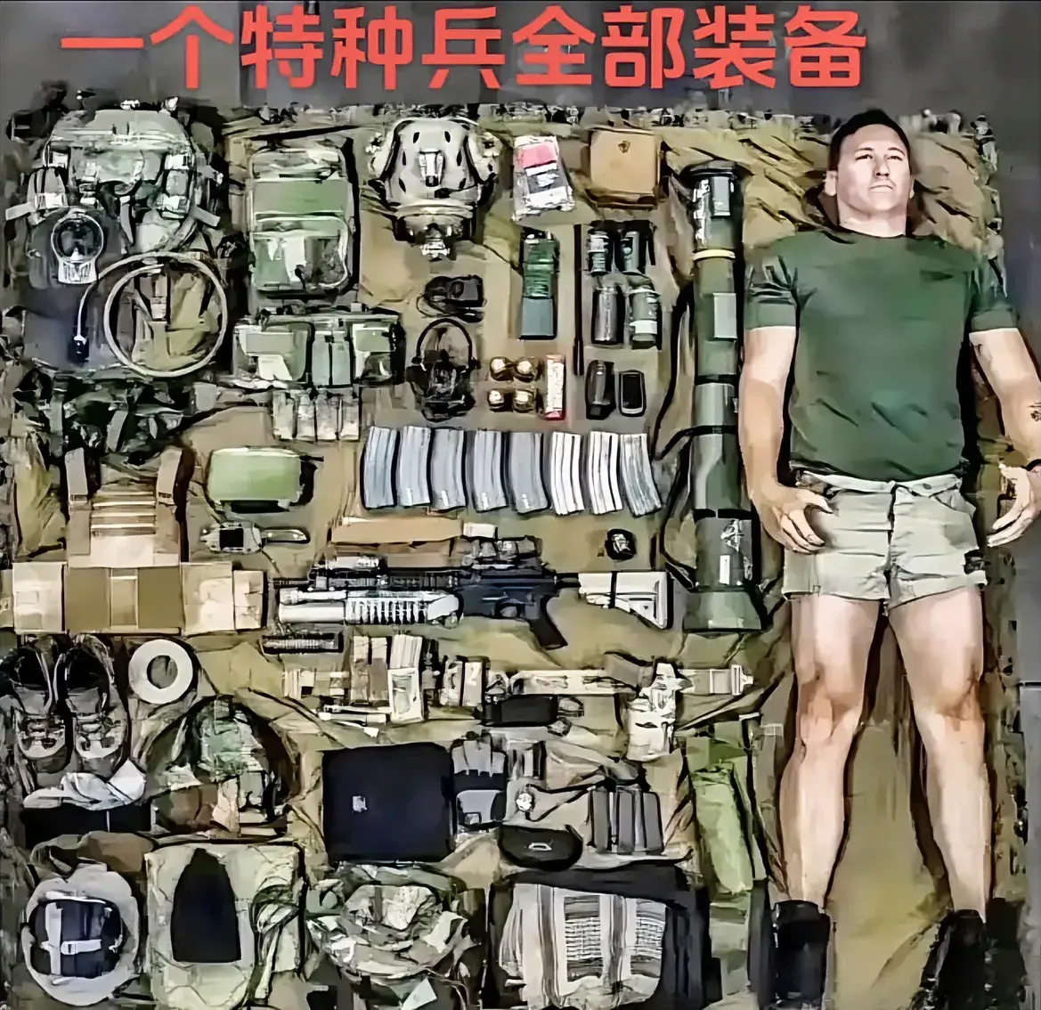 一个特种兵的全部装备。