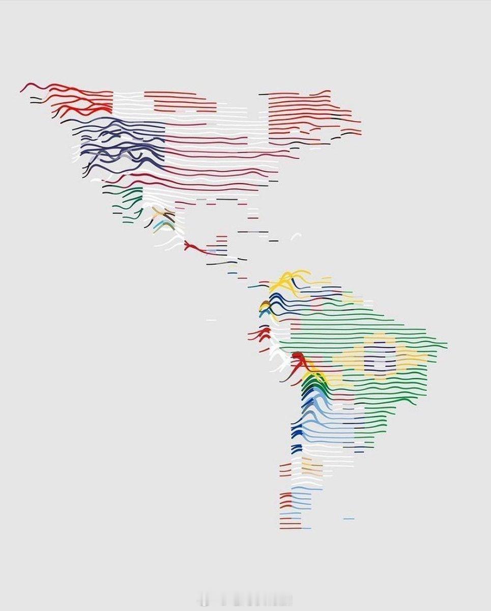 寥寥线条表达的美洲国家、海拔地形，这设计师功底很扎实啊