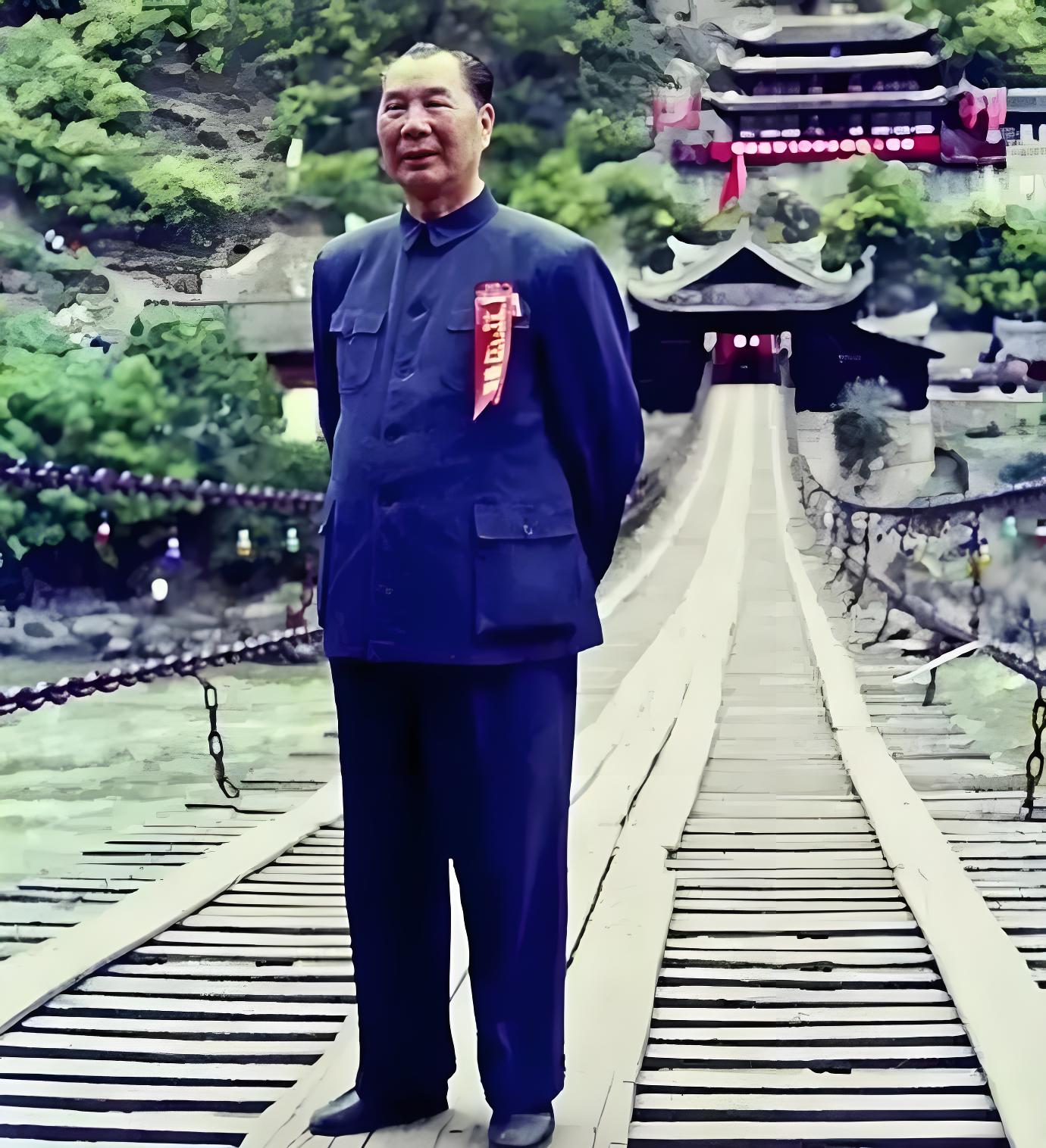 1985年5月29日，是红军飞夺泸定桥五十周年的纪念日。杨成武将军应邀前来，当他