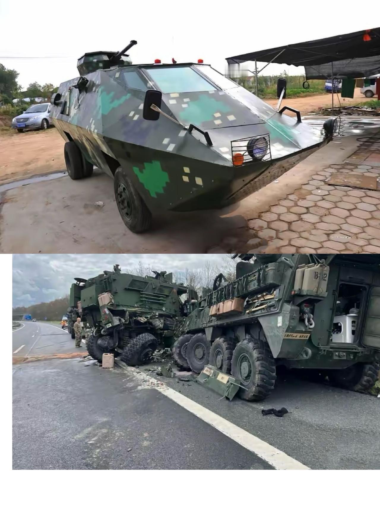 炸了！重庆轿车硬刚装甲车，瞬间被撞成“麻花”重庆九龙坡区十字路口上演惊魂一幕