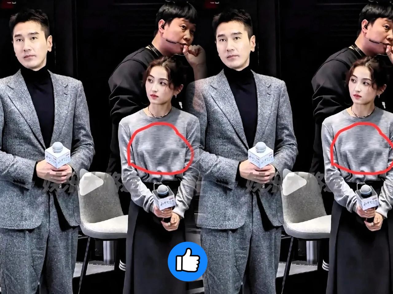 张子枫穿灰色毛衣出席活动，胸口紧贴的细节直接冲上热议！有人猜是没穿内衣，