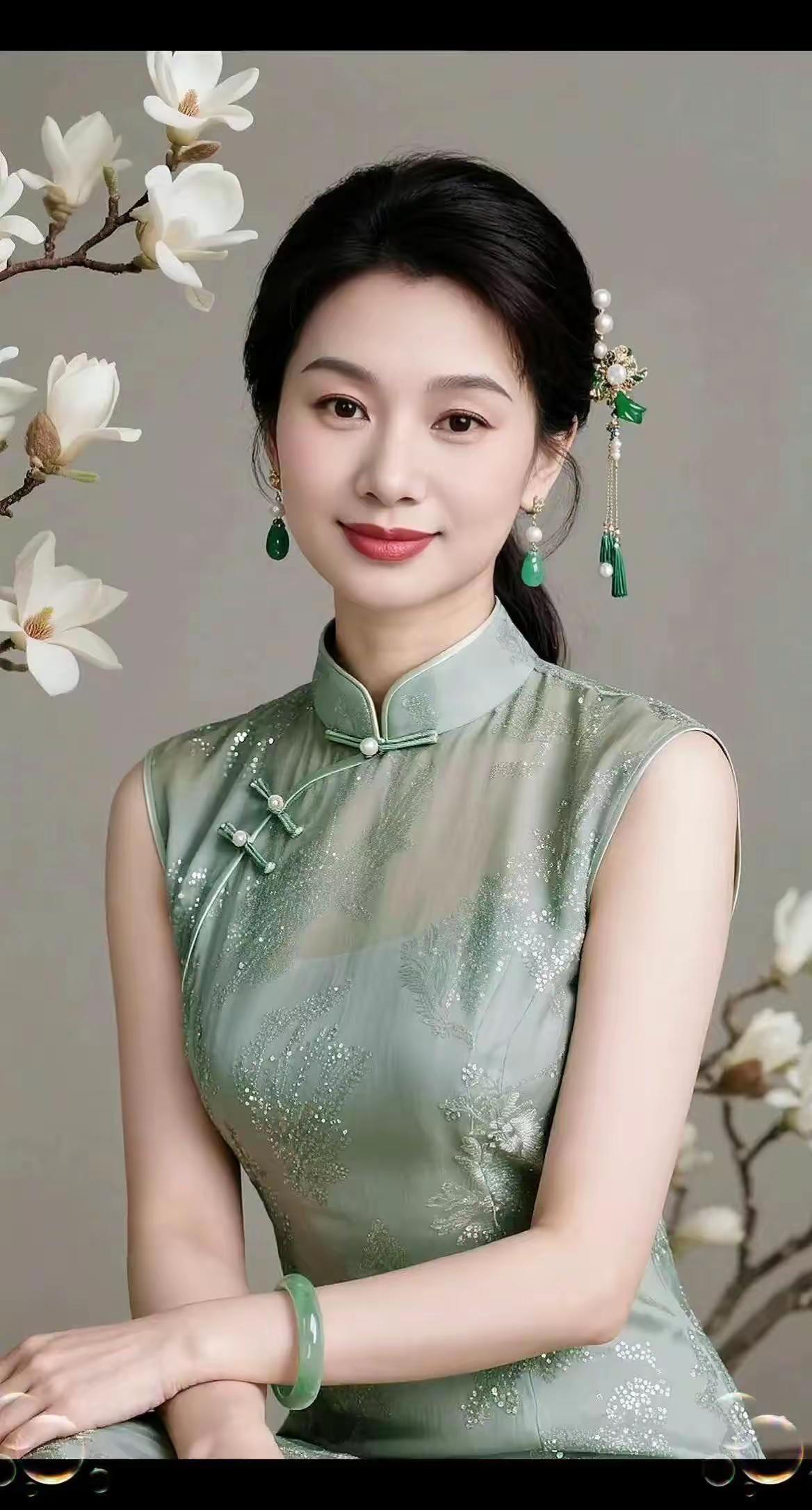 优雅的旗袍，精致饰品，格外迷人。