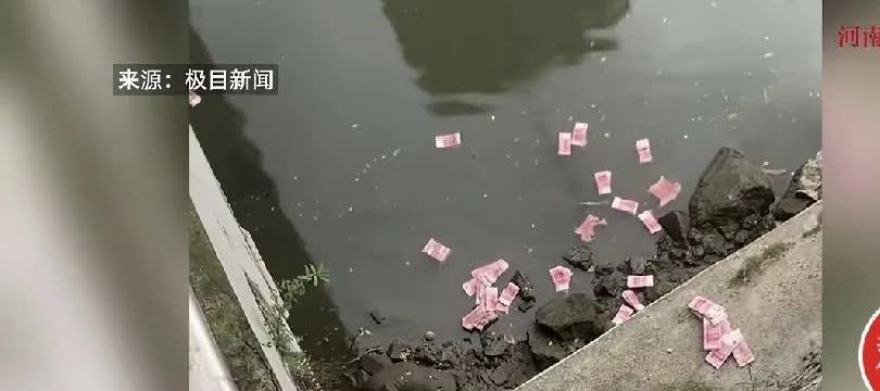 现场！深圳河道一男子捡到大量现金，散落一地，很多人看到！有人怀疑是假的钞票