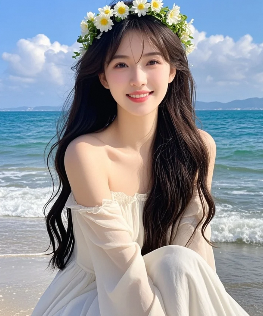 站在海边，背后是世界的温柔