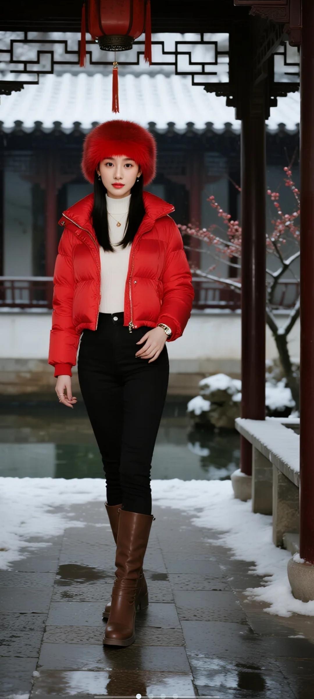 一位明艳动人的美女，身姿丰腴，1米75，曲线玲珑，上半身圆润饱满，皮肤白嫩光滑细