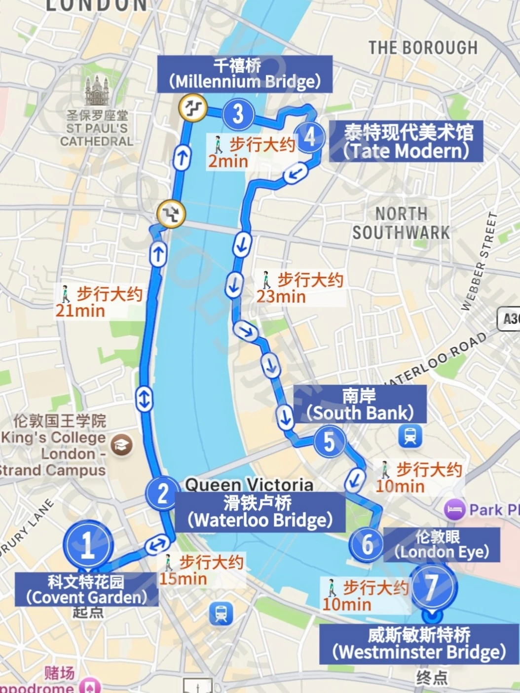 🇬🇧 你们要的泰晤士河City Walk路线来咯～