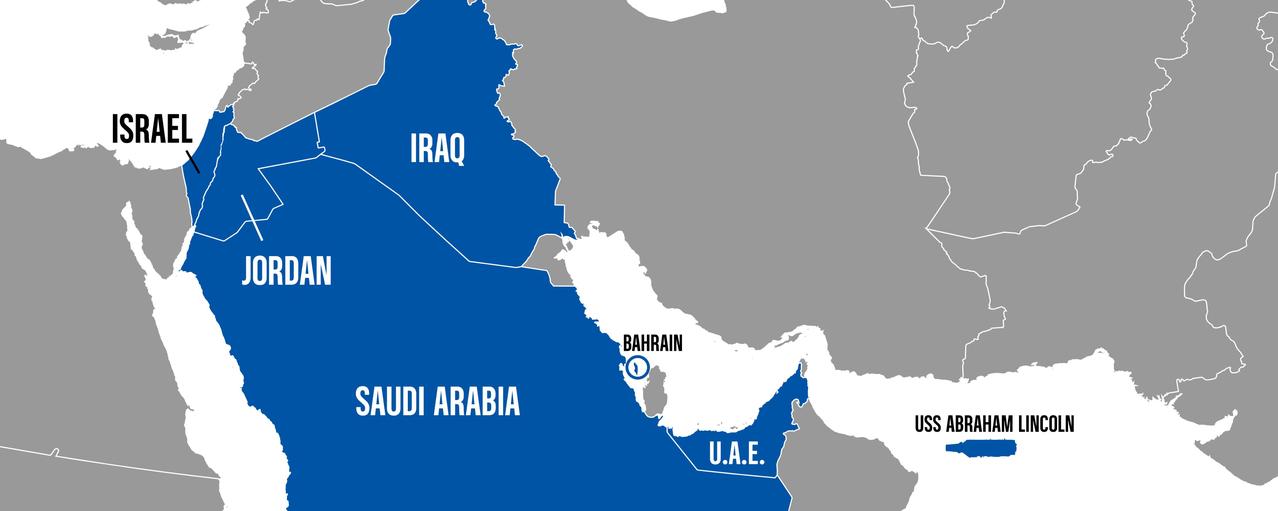 美国中央司令部（CENTCOM）最新发布了一张中东地图，标出了中央司令部司令布拉