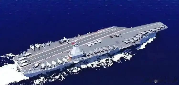 大连造船厂干船坞里，004舰的船体已经连成一条线了，水线以下全焊死了，舰艏舰尾大