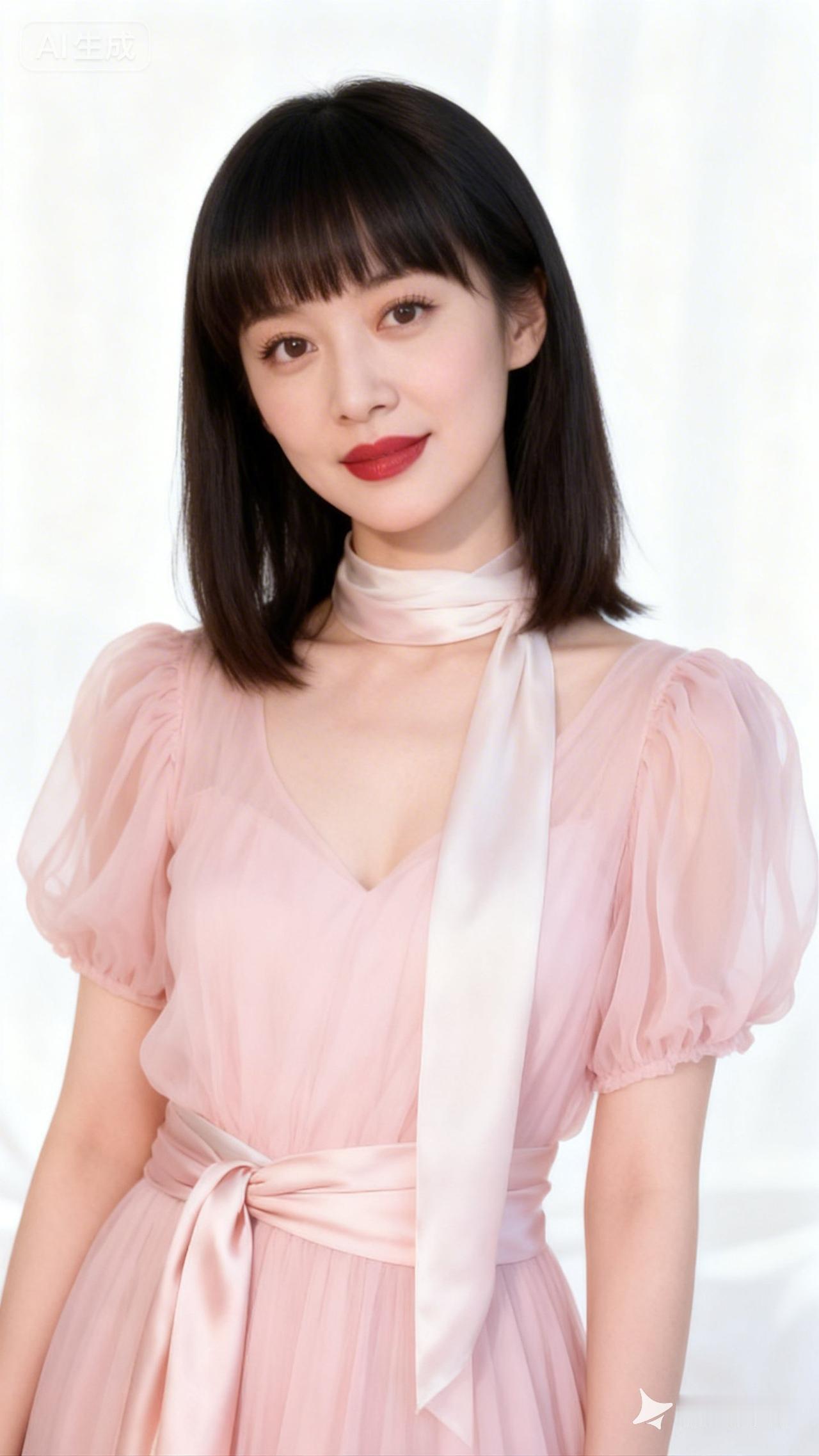 温柔粉裙少女，甜美笑容，清新动人！🌸💖