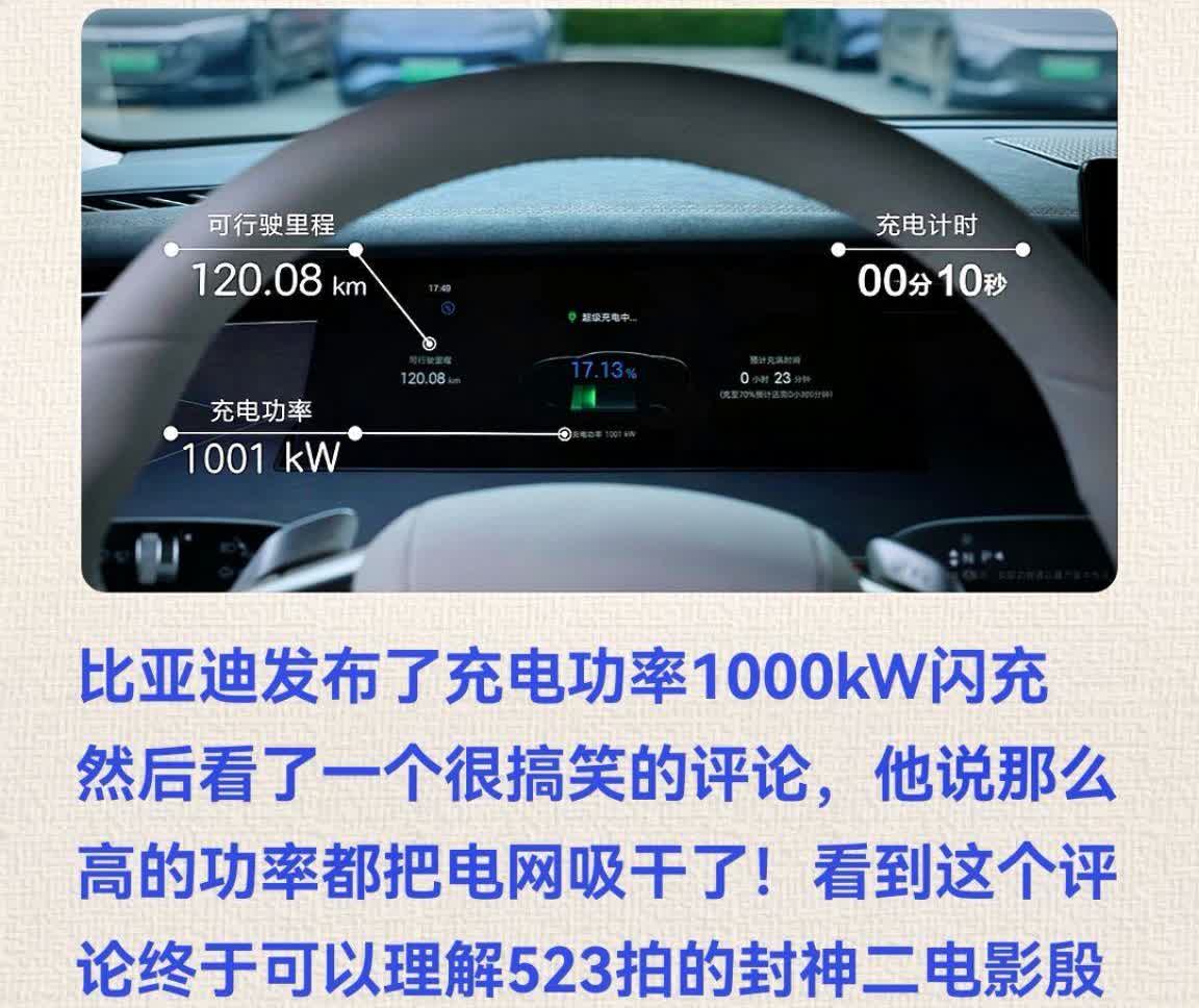 比亚迪的兆瓦闪充站应该是用到储能电池！那么高的充电功率直接从电网扩容和大变压器的