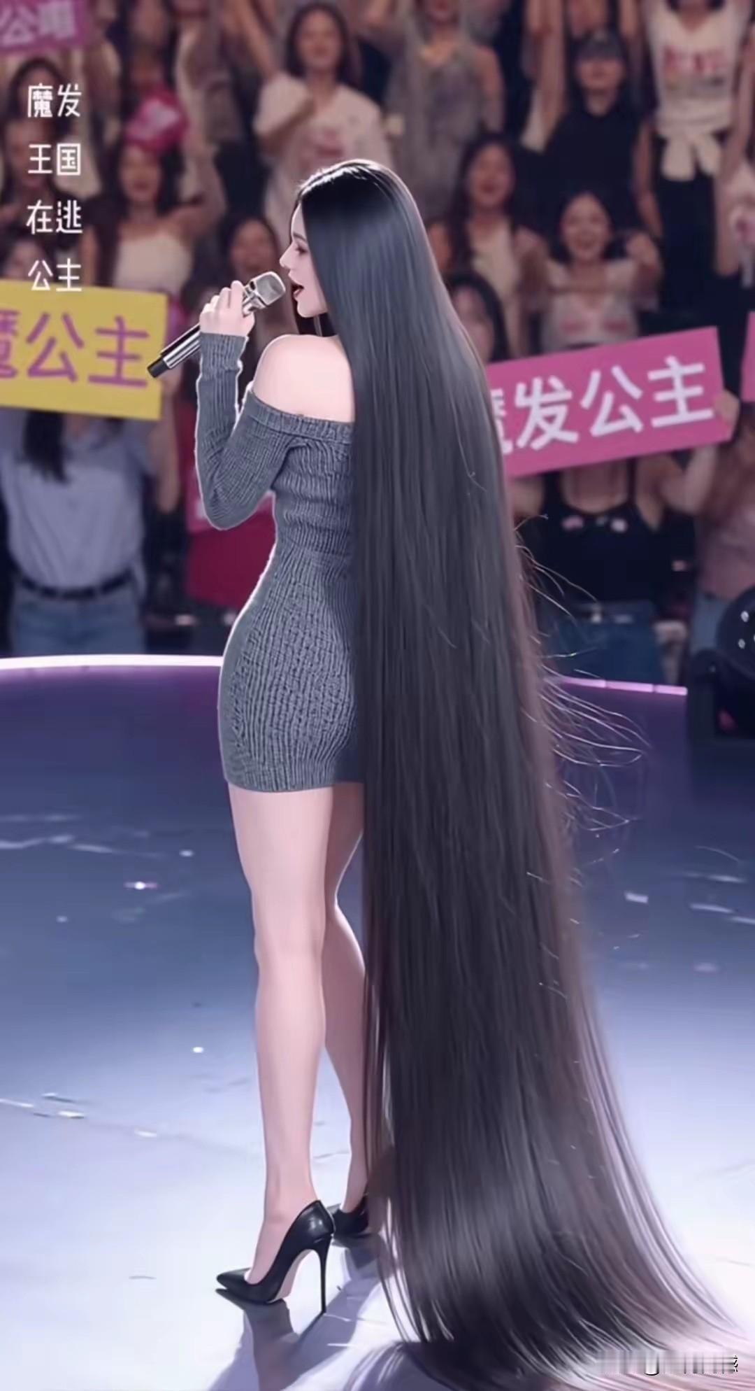 这个女子的头发不仅长，而且头发的质量非常好，能把头发打理成这样，这得花费多少时间