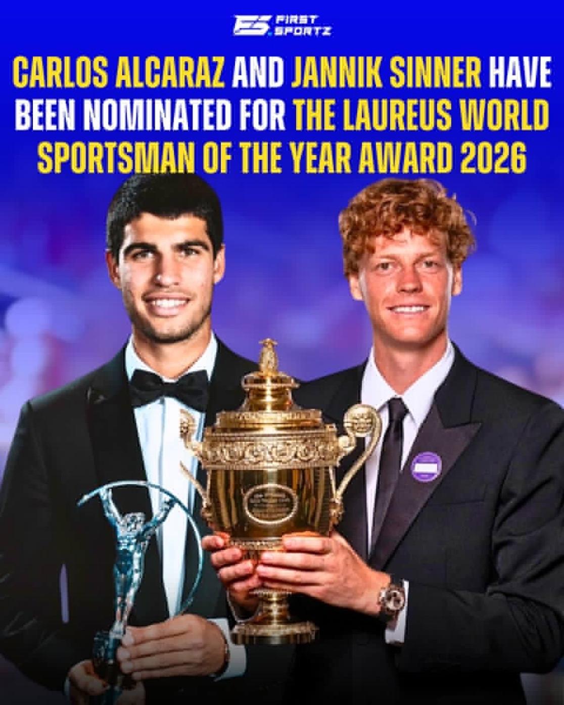 网球有約｜阿卡辛纳入围劳伦斯最佳男运动员卡洛斯·阿尔卡拉斯和扬尼克·辛纳入围了