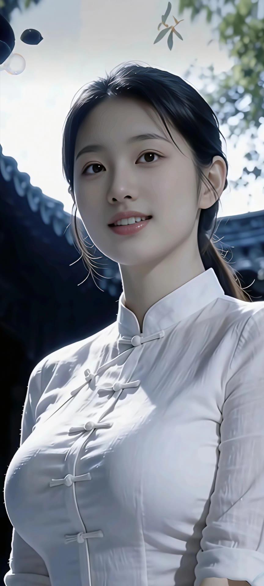 “古风少女，白衣飘飘，宛如画中仙”🌸💫