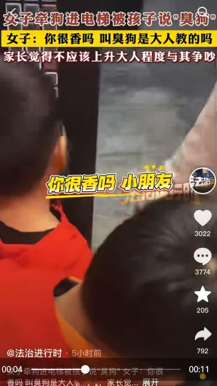 “臭狗！”广东深圳，小区电梯内，四五岁男童的一句喃喃自语，瞬间点燃了一场邻里冲突