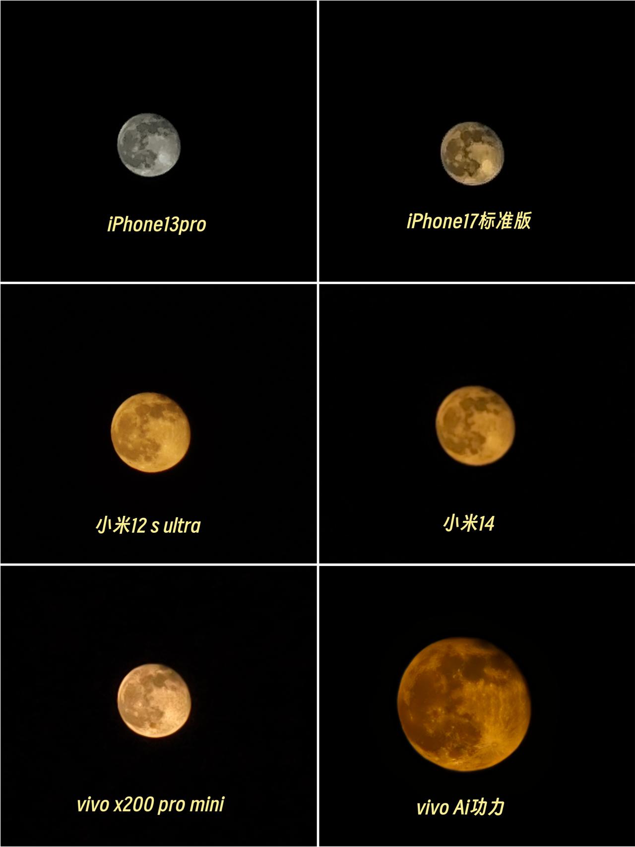又到了一年一度长焦月亮测试​今年均采用专业模式直出无科技​iPhone采用4