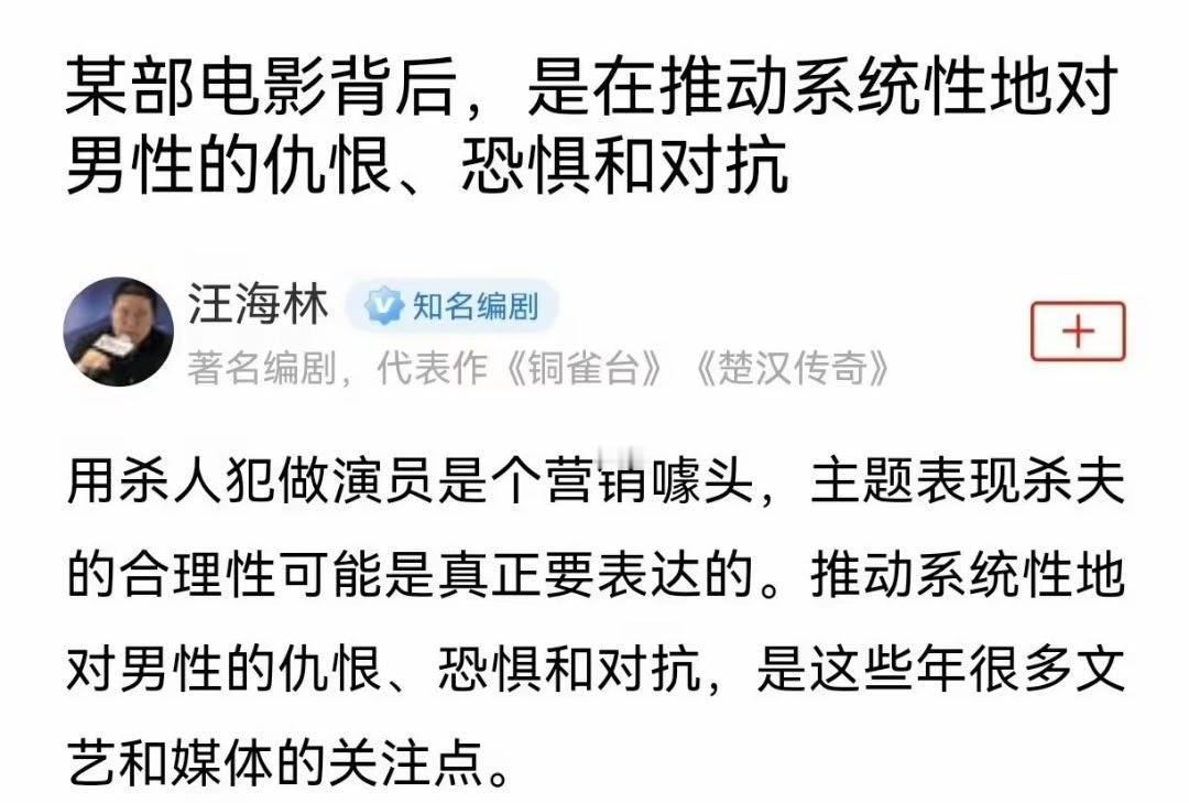 连汪林海都看不下去了：某部电影背后，是在推动系统性的仇恨、恐惧和对抗！这次还