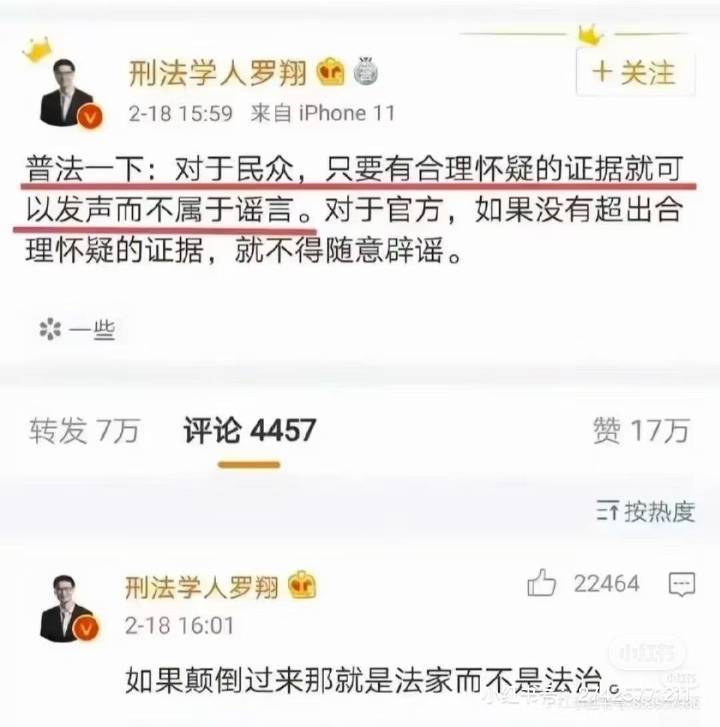 看看罗翔怎么说！有合理怀疑的证据就可以发生声，这不属于造谣！网友只是想要一个真相