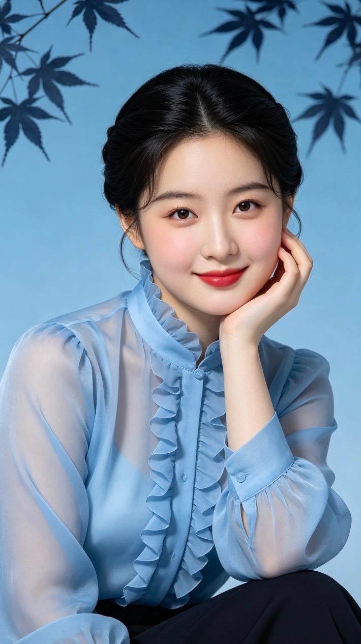碧空如洗映红颜，笑语盈盈似画卷。