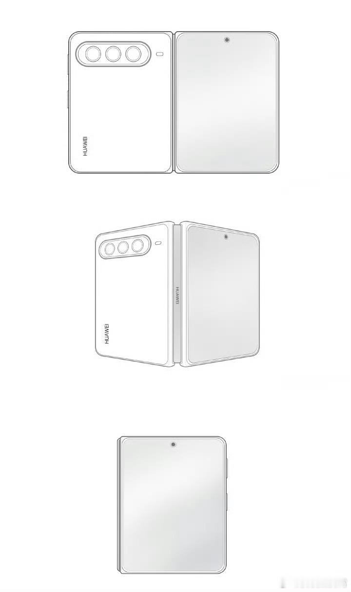 华为大阔折设计图曝光看起来挺有新意，据说华子大阔折采用的是外屏5.3英寸+内