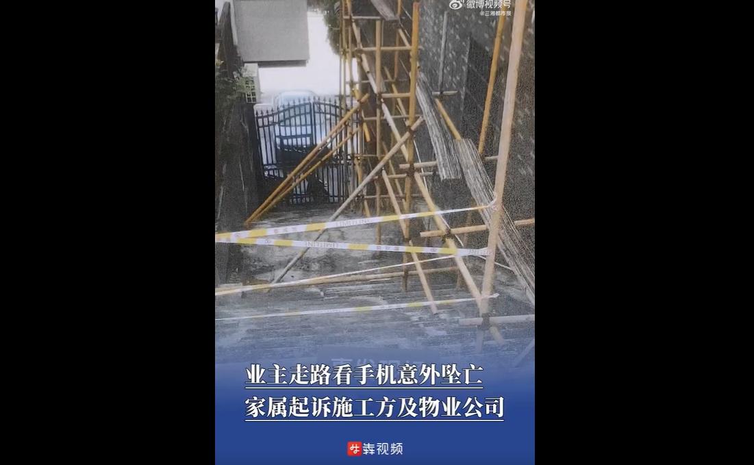 张家界一男子向某在小区内低头看手机，踏空施工台阶摔亡，家属将物业及施工方诉至法院