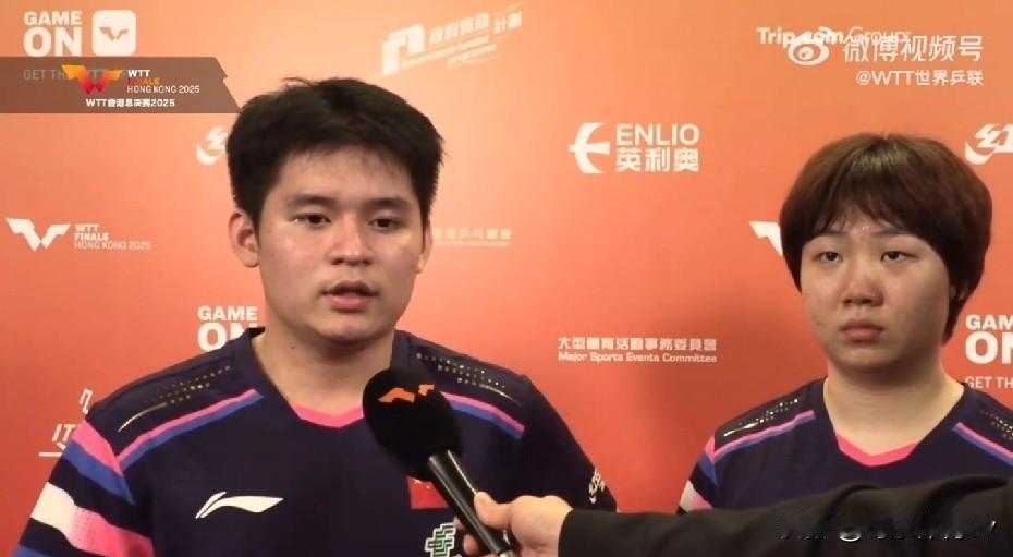 林诗栋/蒯曼3-0横扫黄镇廷/杜凯琹，赛后采访太谦虚了！记者：首先恭喜你们3