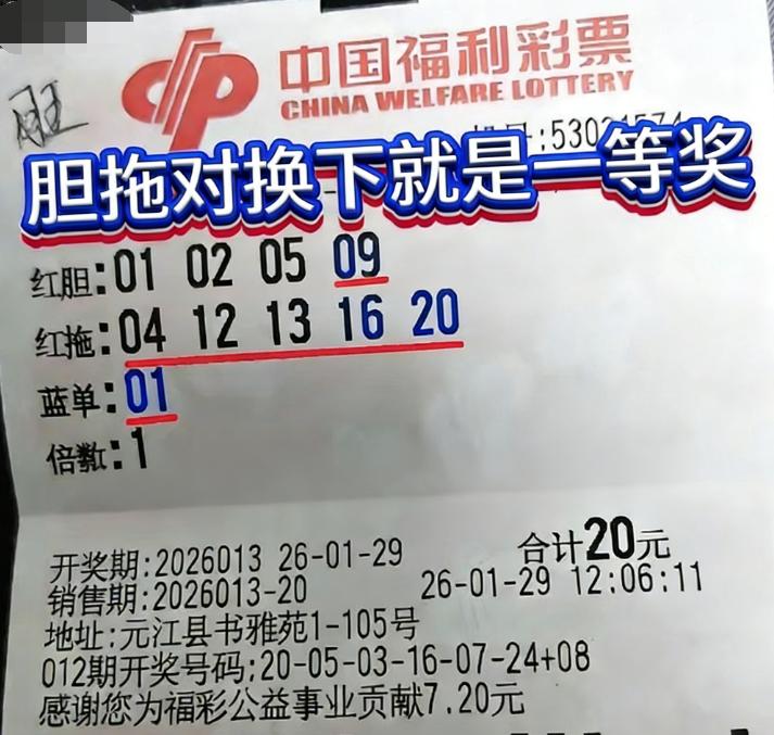 胆拖票最担心的情况出现了：彩友4胆5拖票结果拖区中5码胆区只中1码，不论怎么组合