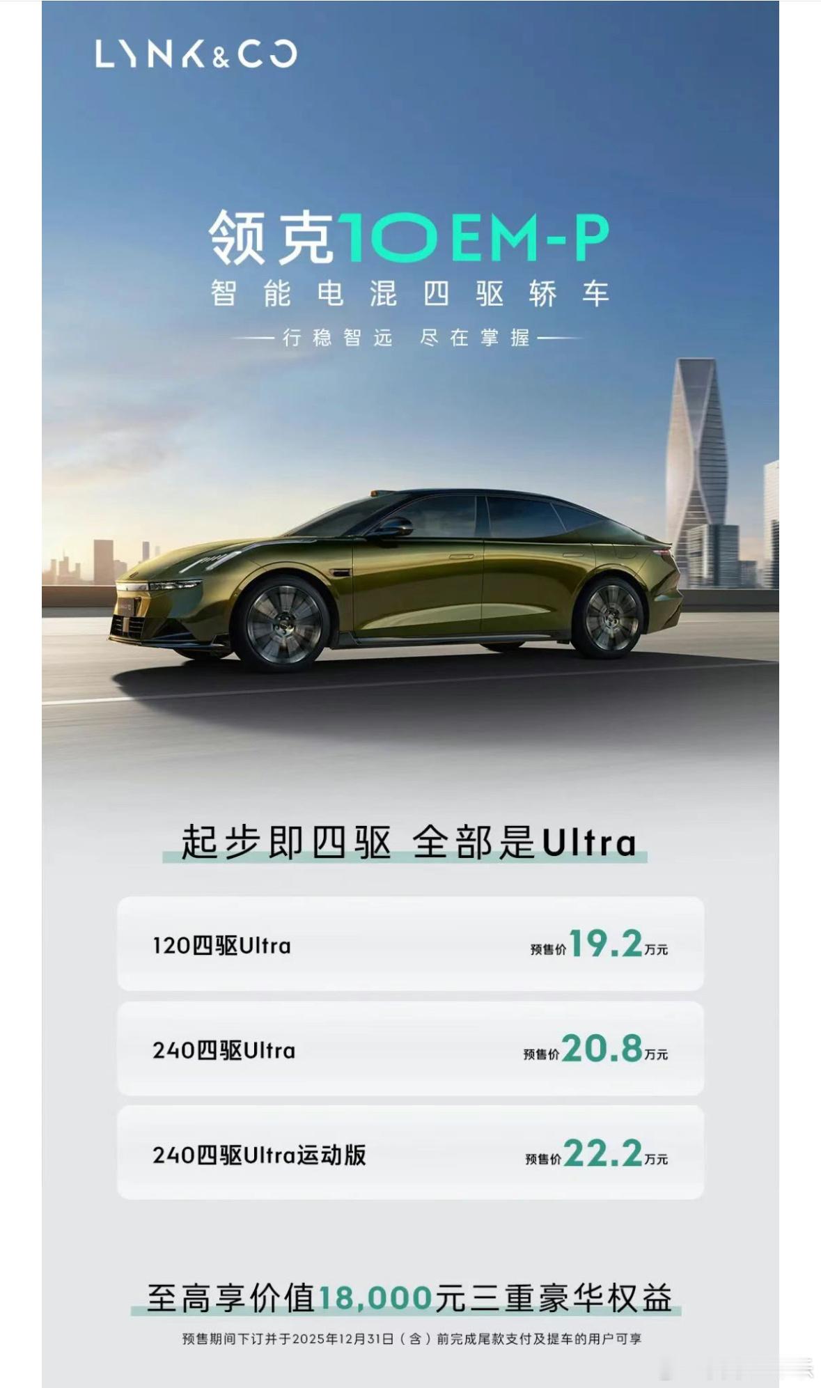 发现昨天发布的领克10em-p起步不是前驱版本，在起步价格和能耗上肯定不是最优解