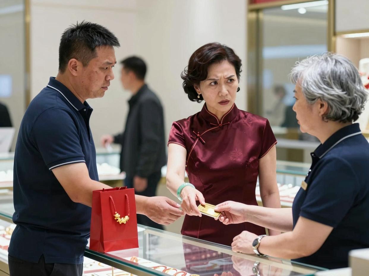 刚领完离婚证，我反手挂失了工资卡，前岳母挽着老婆情人想刷25万买金子，服务员：“