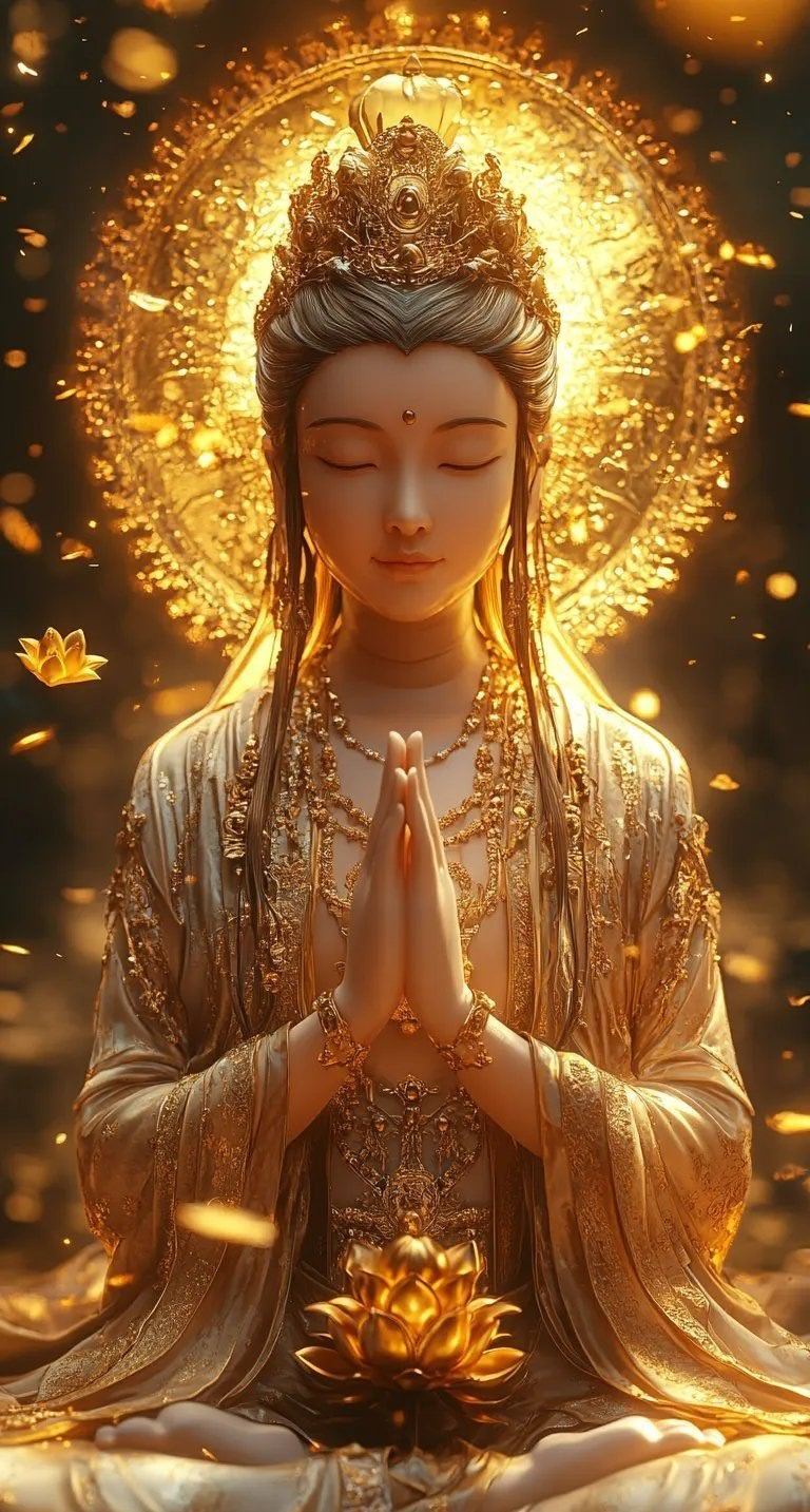 菩萨合掌祈福，万福金安，万财旺旺，万顺如意