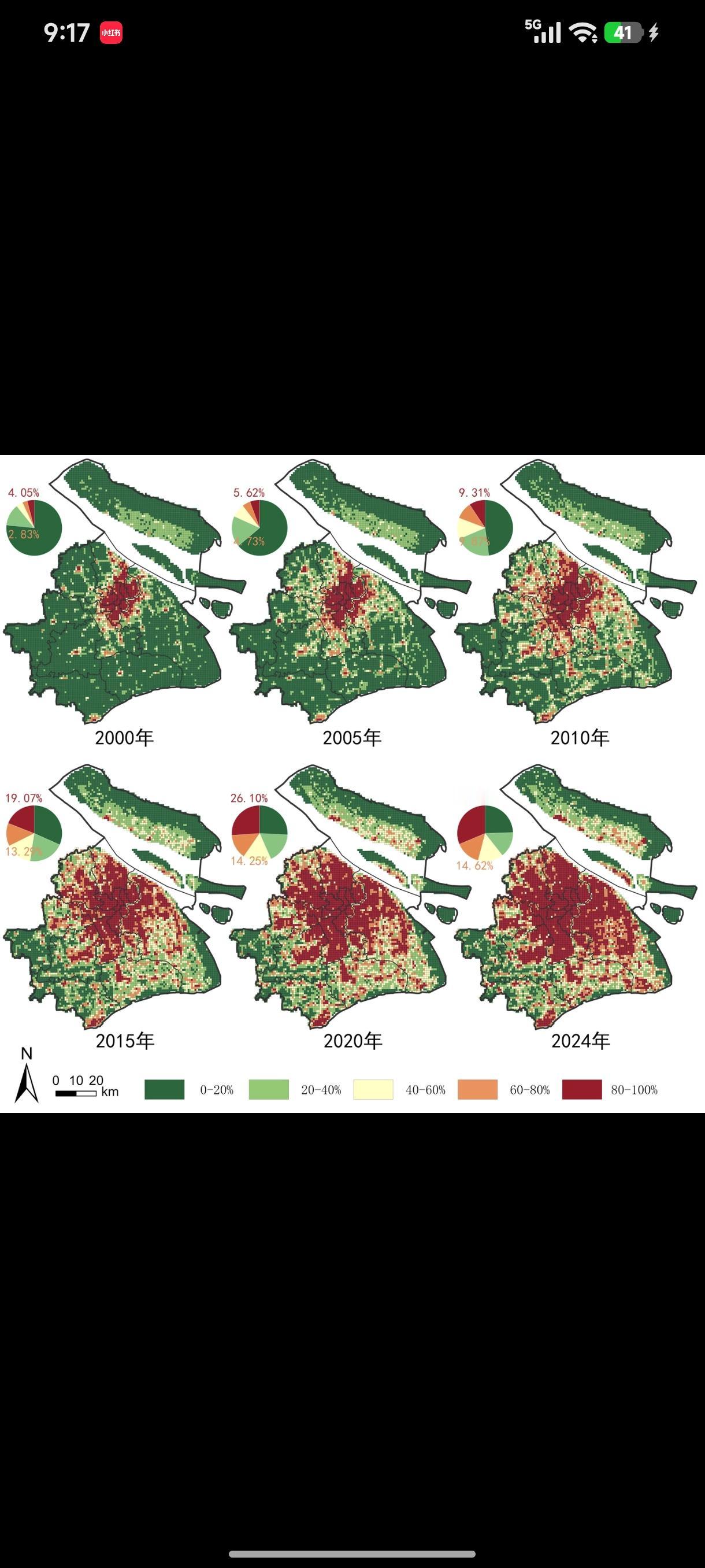 2000-2024年，上海市城市建设用地扩张那叫一个迅猛。2000年时，上海
