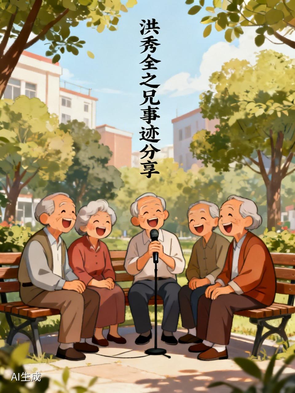 刚才在公园，有几个大叔大妈围在一起，讲洪秀全他哥的事迹，唱歌颂他哥的歌，欢声笑语