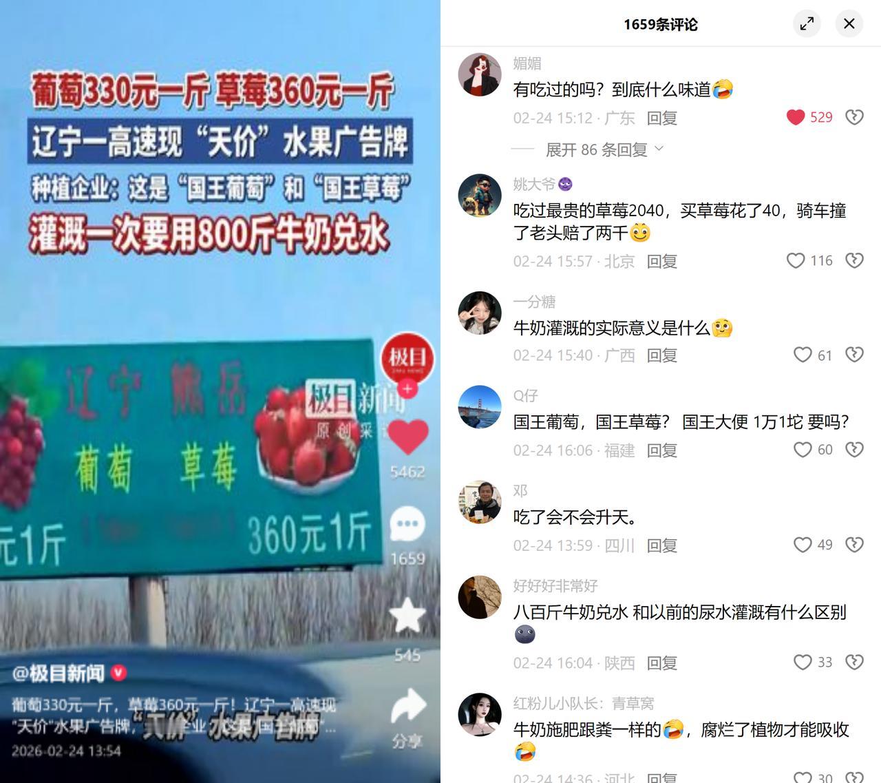 草莓360一斤？辽宁高速路边的水果广告，把人看傻了。葡萄330元/斤，草