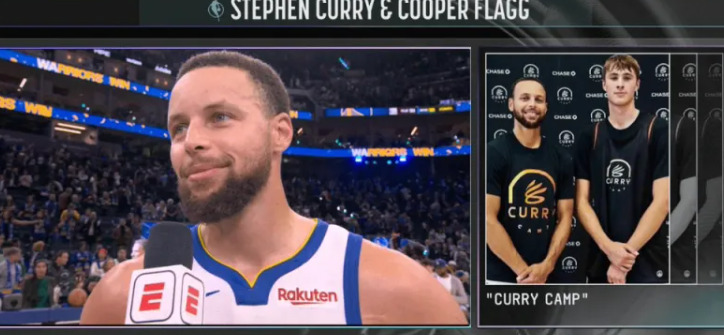 NBA圣诞大战，勇士主场126-116战胜独行侠。赛后，勇士后卫斯蒂芬-库里在