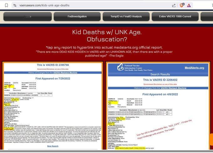 我最大的担忧，VAERS中有超过500名儿童在接种辉瑞或莫德纳COVID